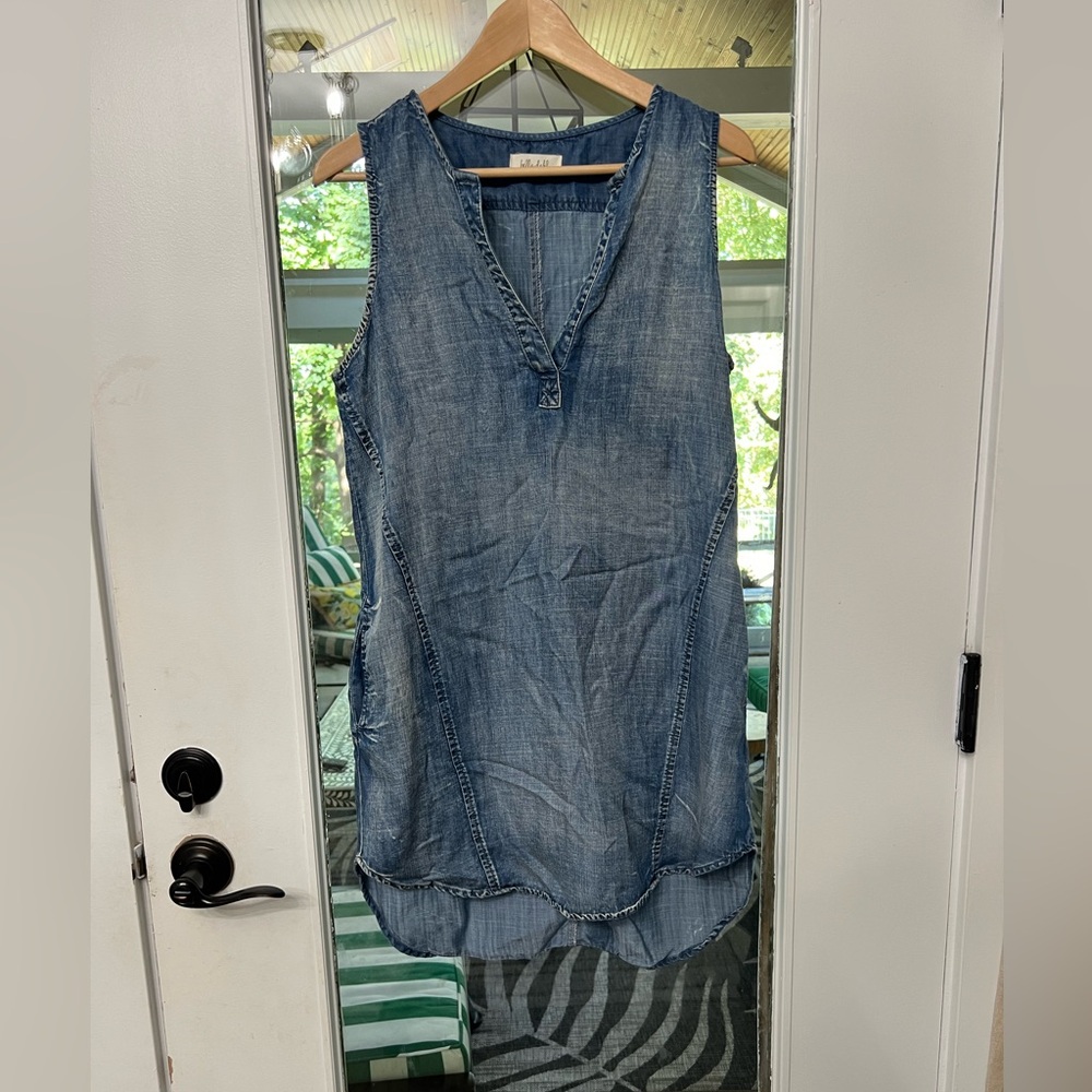 💙💃👖Bella Dahl👖💃💙Distressed Denim Sleeveless V Neck Dress Size Medium